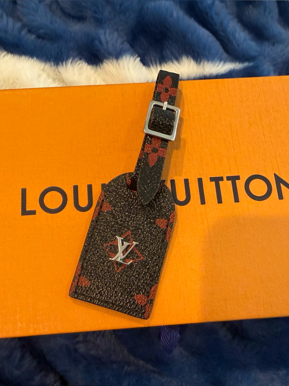 Louis Vuitton Black Monogram With Red Accent Luggage Tag